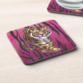 Wild Me Tiger Black and Pink Untersetzer (Linke Seite)