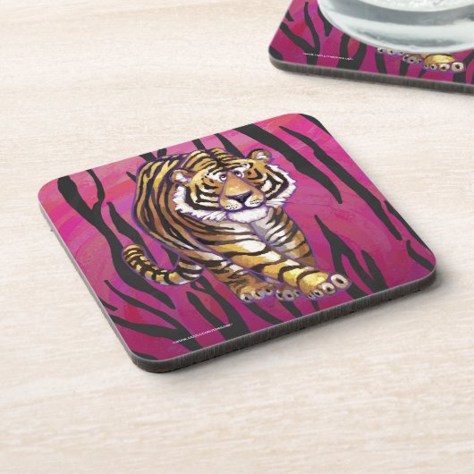 Wild Me Tiger Black and Pink Untersetzer (Linke Seite)