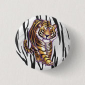 Wild Me Tiger Black and White Print Button (Vorderseite)