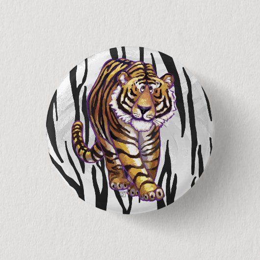 Wild Me Tiger Black and White Print Button (Vorderseite)