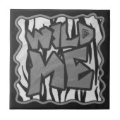 Wild Me Tiger Black and White Print Fliese (Vorderseite)