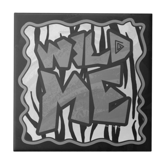 Wild Me Tiger Black and White Print Fliese (Vorderseite)