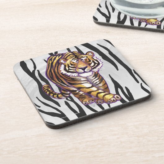 Wild Me Tiger Black and White Print Getränkeuntersetzer (Linke Seite)