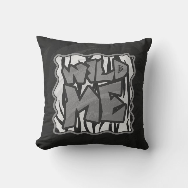 Wild Me Tiger Black and White Print Kissen (Vorderseite)