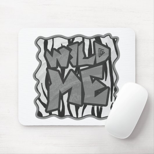 Wild Me Tiger Black and White Print Mousepad (Mit Mouse)