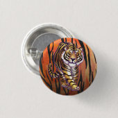 Wild Me Tiger Hot orange und Black Print Button (Vorne & Hinten)
