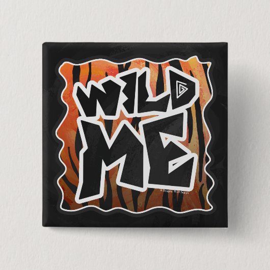 Wild Me Tiger Hot orange und Black Print Button (Vorderseite)