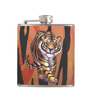 Wild Me Tiger Hot orange und Black Print Flachmann