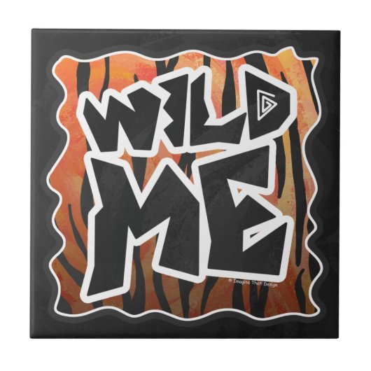 Wild Me Tiger Hot orange und Black Print Fliese (Vorderseite)