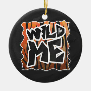 Wild Me Tiger Hot orange und Black Print Keramikornament