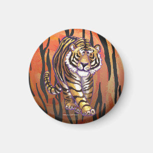 Wild Me Tiger Hot orange und Black Print Magnet