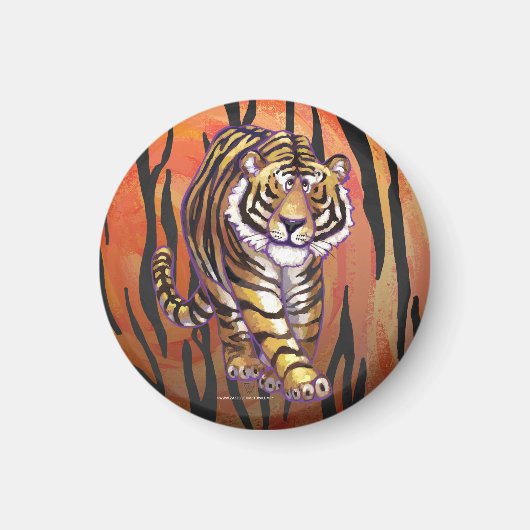 Wild Me Tiger Hot orange und Black Print Magnet (Vorne)