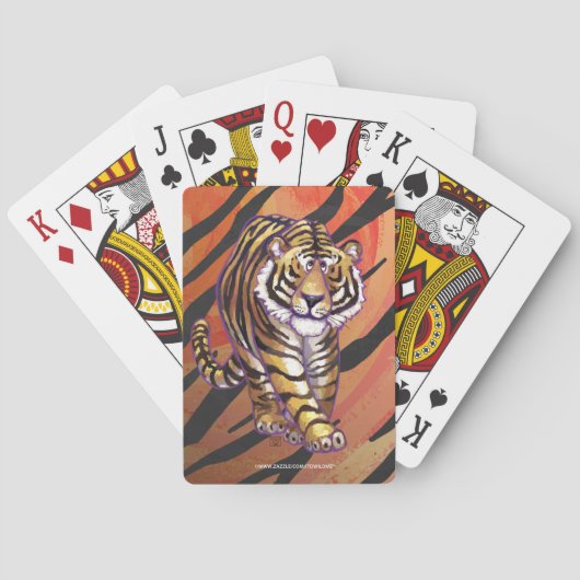 Wild Me Tiger Hot orange und Black Print Spielkarten (Rückseite)