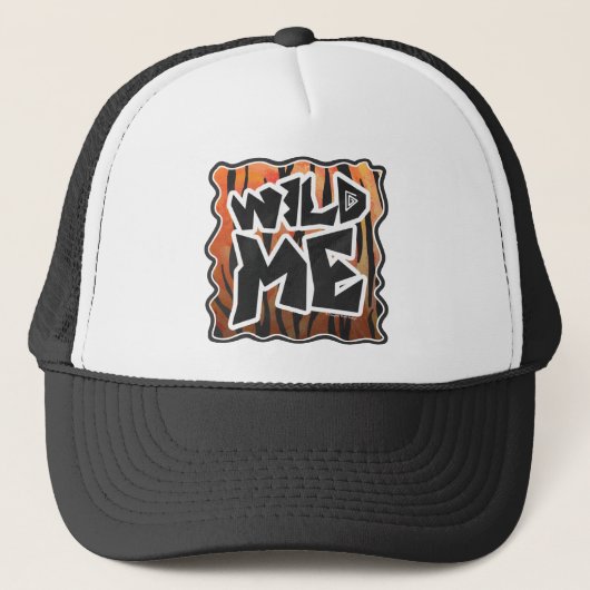 Wild Me Tiger Hot orange und Black Print Truckerkappe (Vorderseite)