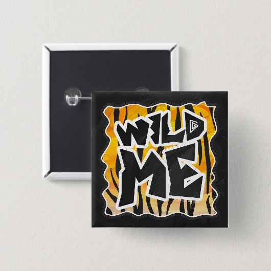 Wild Me Tiger Orange und Black Button (Vorne & Hinten)