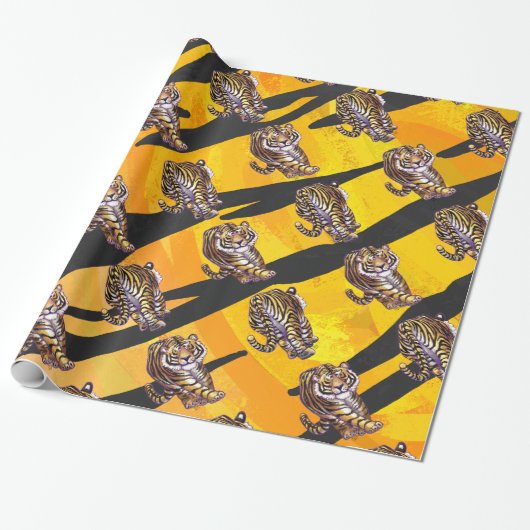 Wild Me Tiger Orange und Black Geschenkpapier (Ungerollt)