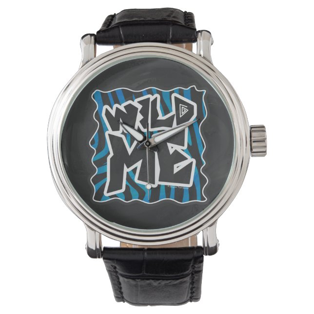 Wild Me Zebra Black and Blue Armbanduhr (Vorderseite)