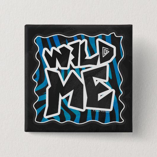 Wild Me Zebra Black and Blue Button (Vorderseite)