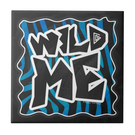 Wild Me Zebra Black and Blue Fliese (Vorderseite)