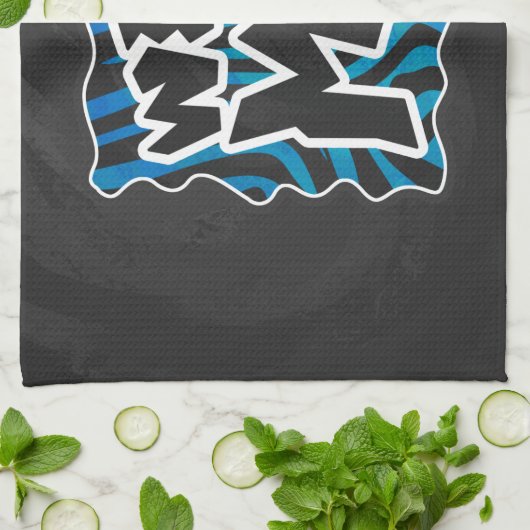 Wild Me Zebra Black and Blue Geschirrtuch (Gefaltet)