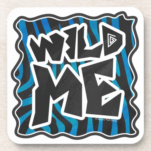 Wild Me Zebra Black and Blue Getränkeuntersetzer (Vorderseite)