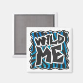 Wild Me Zebra Black and Blue Magnet (Vorderseite/Rückseite)