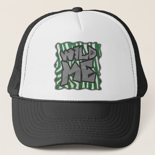 Wild Me Zebra Green und White Truckerkappe (Vorderseite)