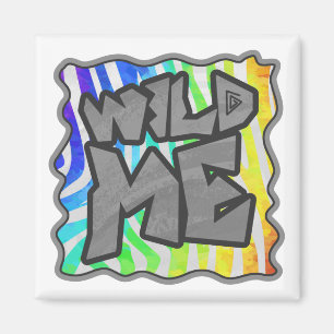 Wild Me Zebra Rainbow and White Print Magnet