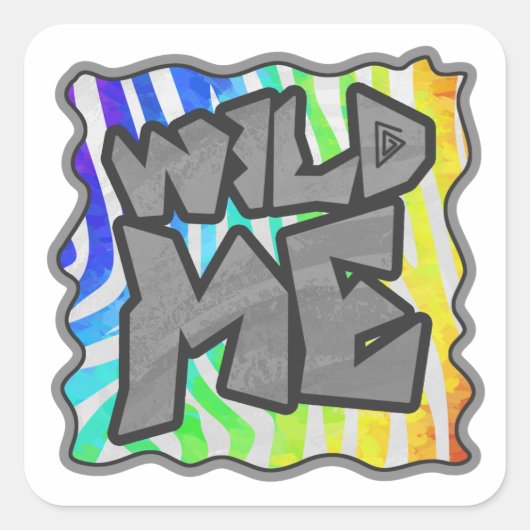 Wild Me Zebra Rainbow and White Print Quadratischer Aufkleber (Vorderseite)