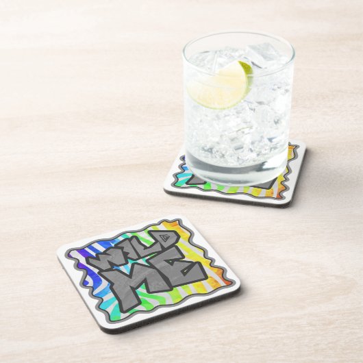 Wild Me Zebra Rainbow and White Print Untersetzer (Rechte Seite)