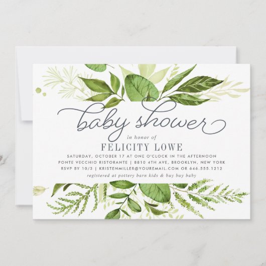 Wild Meadow Baby Shower Einladung (Vorderseite)