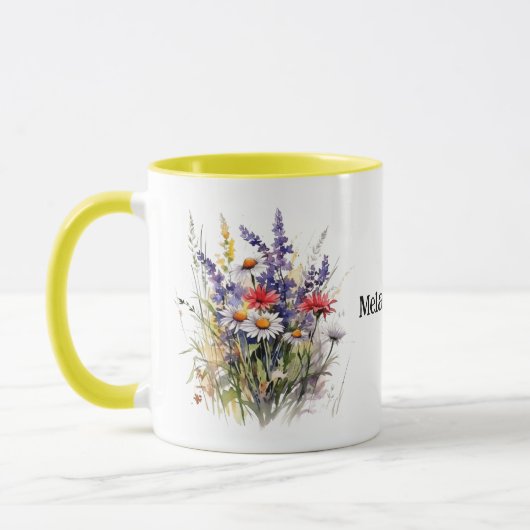 Wild Meadow-Blume mit bearbeitbarem Namen Tasse (Links)