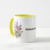 Wild Meadow-Blume mit bearbeitbarem Namen Tasse (Vorderseite Links)