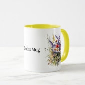 Wild Meadow-Blume mit bearbeitbarem Namen Tasse (VorderseiteRechts)