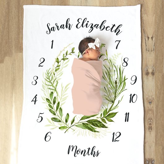 Wild Meadow Botanical Monthly Baby Milestone Fleecedecke