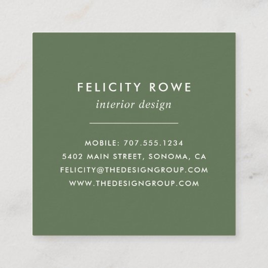 Wild Meadow | Botanische Kraft Quadratische Visitenkarte (Rückseite)