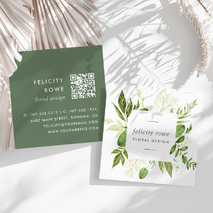 Wild Meadow   Botanischer Frame QR Code Quadratische Visitenkarte