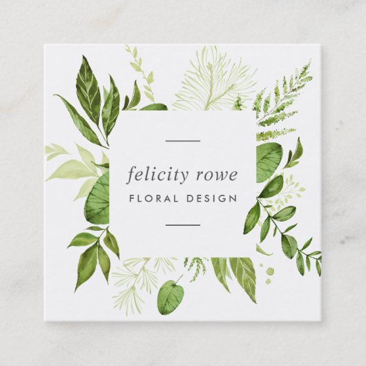 Wild Meadow | Botanischer Frame QR Code Quadratische Visitenkarte (Vorderseite)