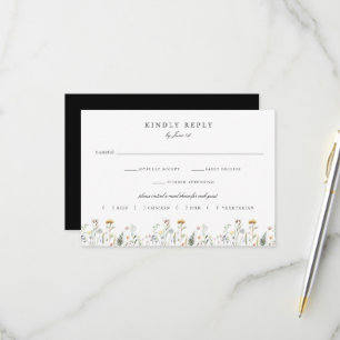 Wild Meadow Floral Wedding Choice RSVP Karte