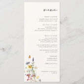 Wild Meadow Floral Wedding Menükarte (Vorderseite)