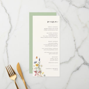 Wild Meadow Floral Wedding Menükarte