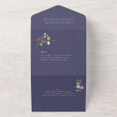 Wild Meadow Floral Wedding Navy Blue All In One Einladung (Außenbereich)