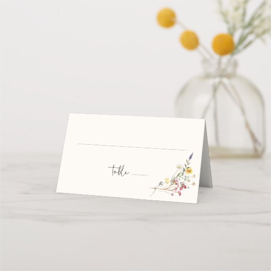 Wild Meadow Floral Wedding Platzkarte (Vorderseite)