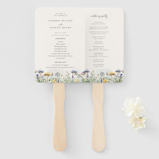 Wild Meadow Floral Wedding Program Fächer (Vorne und Hinten)