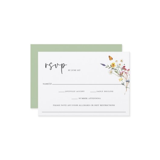 Wild Meadow Floral Wedding RSVP Karte (Vorderseite/Rückseite Beispiel)