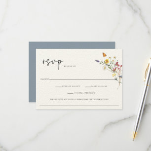 Wild Meadow Floral Wedding RSVP Karte