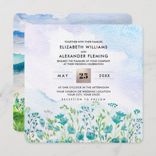 Wild Meadow | Frühgebirge Hochzeitseinladungen Einladung (Vorne/Hinten)