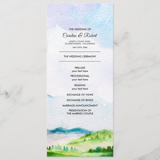 Wild Meadow | Frühgebirge Hochzeitsprogramme Programm (Vorderseite)