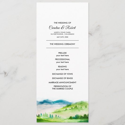 Wild Meadow | Frühgebirge Hochzeitsprogramme Programm (Vorderseite)