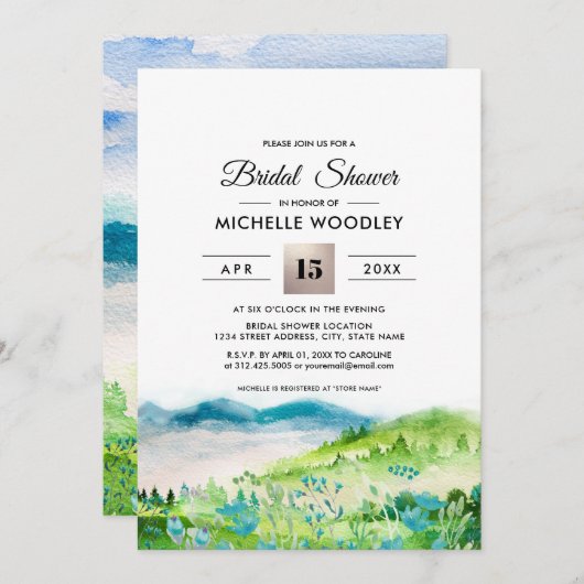 Wild Meadow | Frühjahrsberg Brautparty Invi Einladung (Vorne/Hinten)